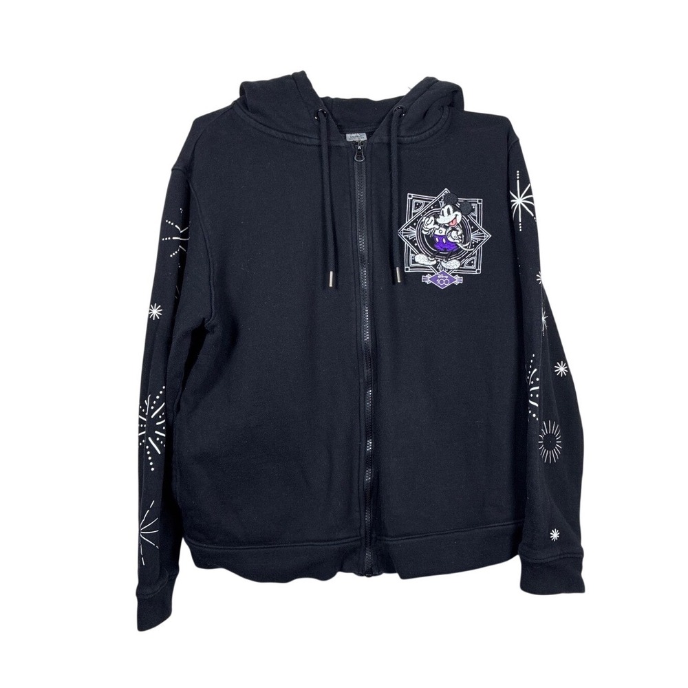 Disney Hoodie L 100th anniversary Disney world sweatshirt black cotton Disneyana